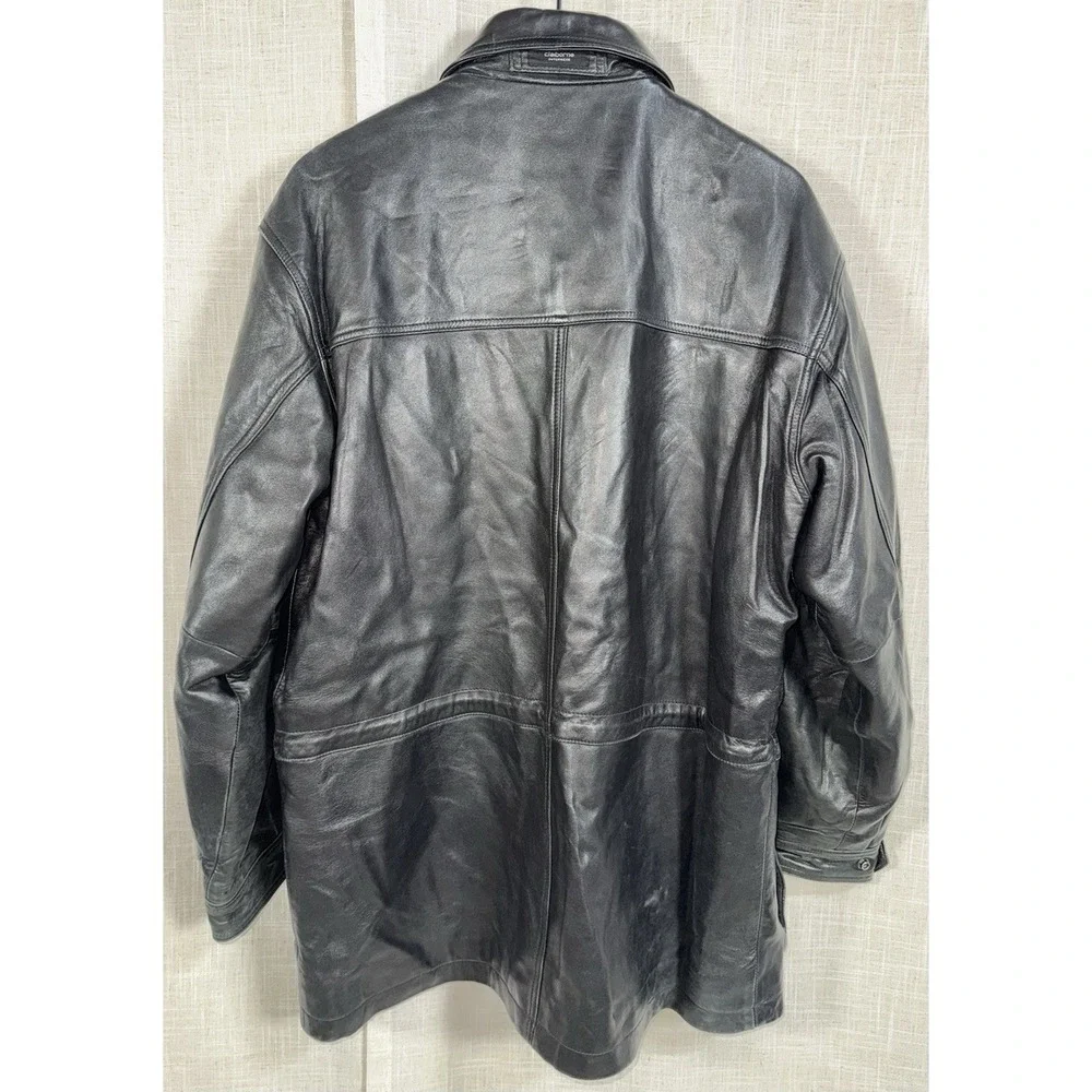 Vintage Y2K Men's Claiborne Soft Lambskin Black‎ Leather Jacket Med. Full Zip
